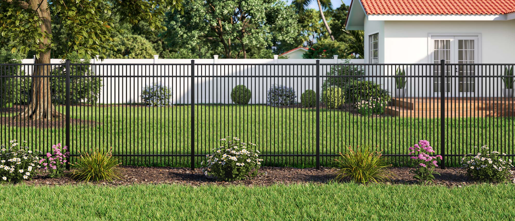 Evansville Indiana Aluminum Security Fence - Travertine Style