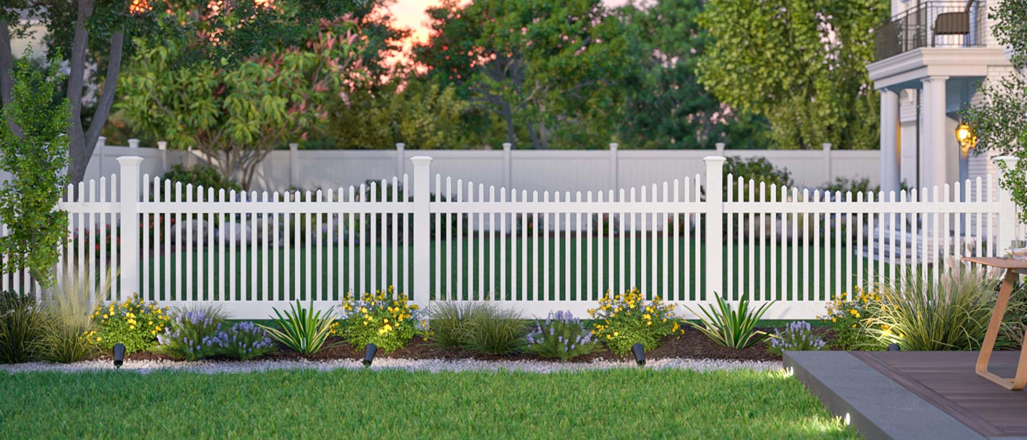 Evansville Indiana Vinyl Fence - Chestnut Scallop Style