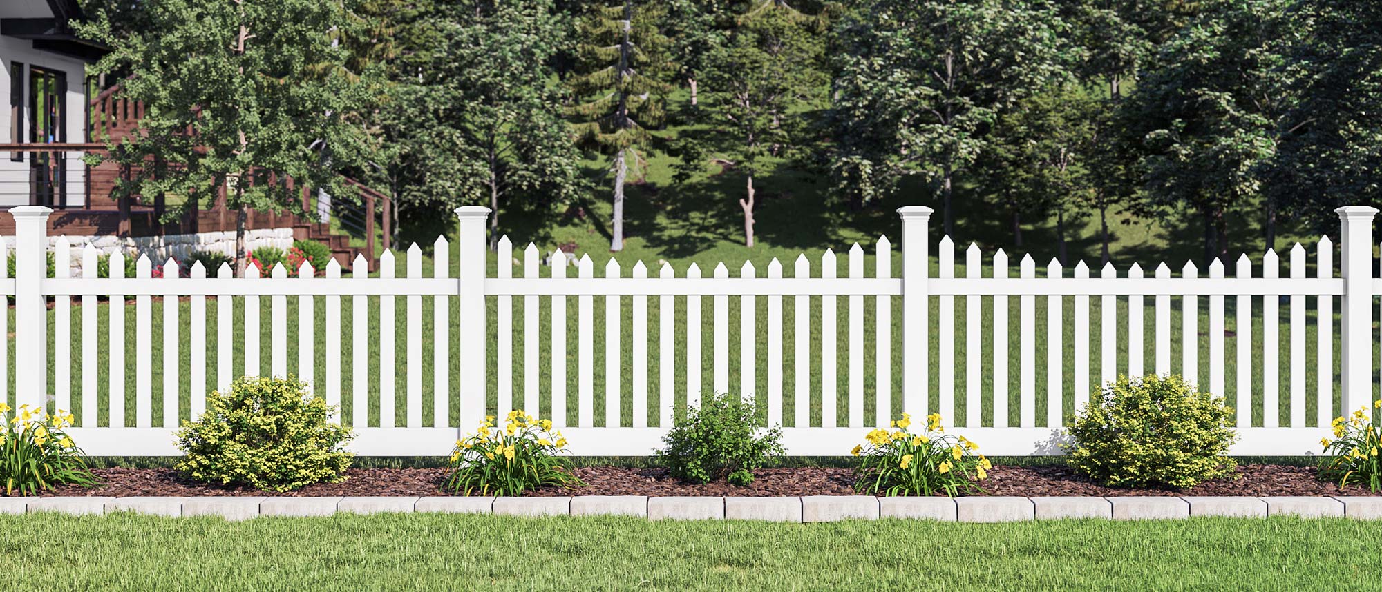 Evansville Indiana Vinyl Fence - Primrose Scallop Style