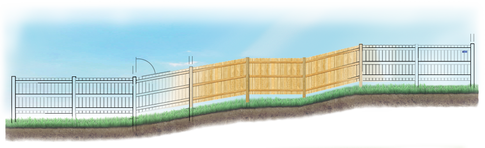 Custom fence design for uneven ground in Evansville Indiana
