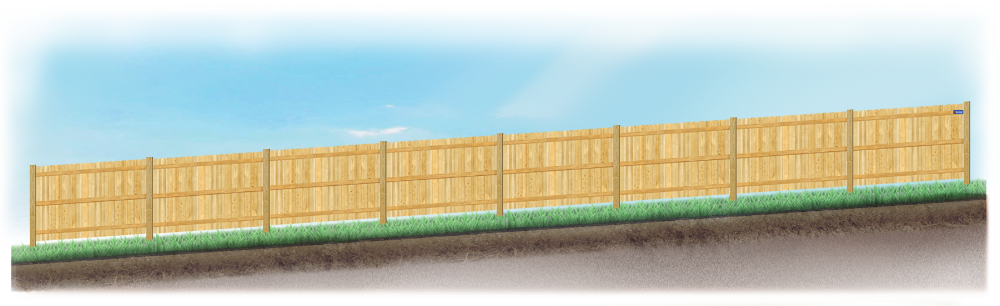 Racked fence on sloped ground in Evansville Indiana